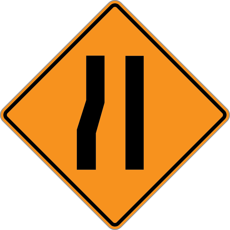 Roadway Narrows (Left)